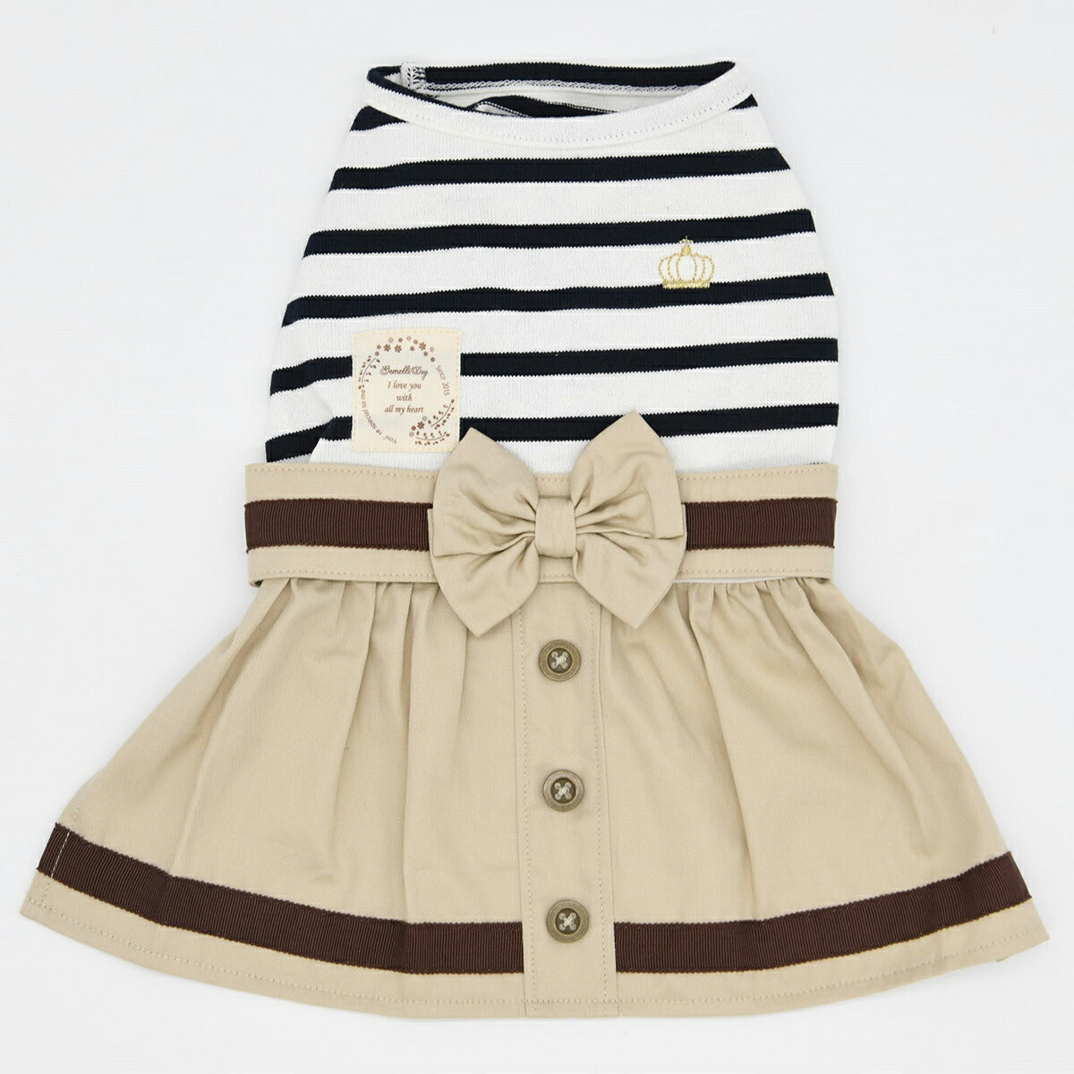 ジェメリ Gemelli Dog ボーダーワンピース 3号 ブラック 犬 服 ドッグウェア 女の子 上品 かわいい 秋冬