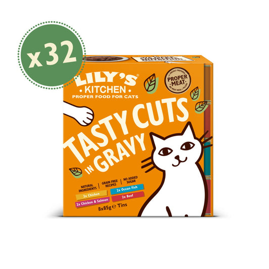 リリーズキッチン キャットフード ウエットフード グレービーソースの美味しいカットマルチパック 8×85g 無添加 猫缶