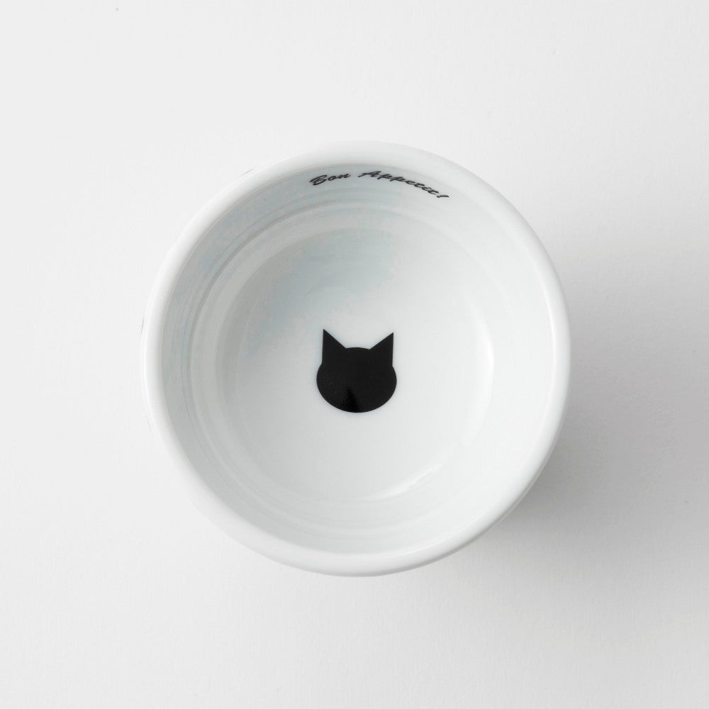 猫壱 ハッピーダイニング 脚付フードボウル プチ おやつ皿 猫柄 猫 磁器 餌皿 電子レンジOK 食洗機OK 鉛不使用 カドミウム不使用