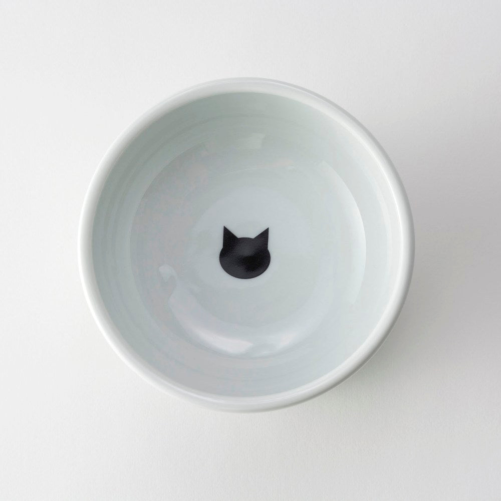 猫壱 ハッピーダイニング 脚付フードボウル シリコン付き 猫柄 猫 磁器 餌皿 電子レンジOK 食洗機OK