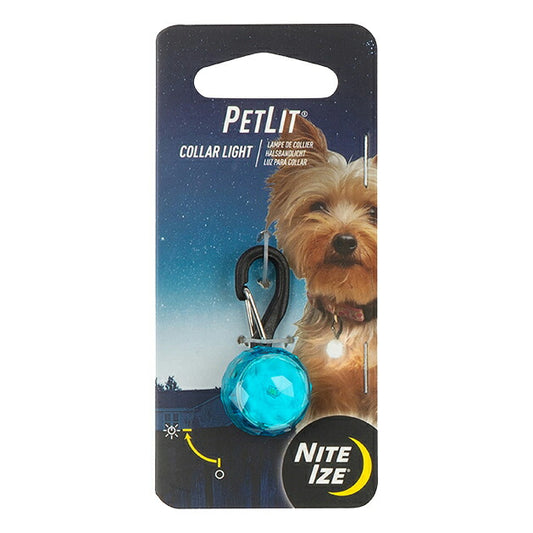 PLATZ プラッツ NITE IZE ナイトアイズ ペットリット ジュエルブルー 犬 ライト LED お散歩 夜 首輪 リード 生活防水 電池式 おでかけ コンパクト 軽量
