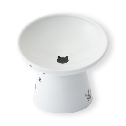 猫壱 ハッピーダイニング 猫用 脚付フードボウル 斜めタイプ 猫柄 食器 陶器