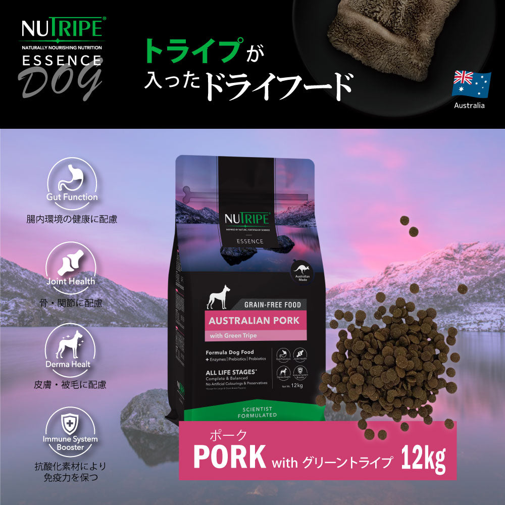ニュートライプ GFドライ ドッグ ポーク with グリーントライプ 12kg 送料無料グレインフリー 穀物不使用 犬 ドッグフード 無添加