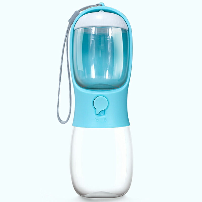 Petifam ペティファーム ポータブルトリーツ&ウォーターボトル ブルー 300ml 犬 水筒 給水器 トリーツケース おやつ入れ 携帯 お散歩 アウトドア おでかけ コンパクト 持ち運び