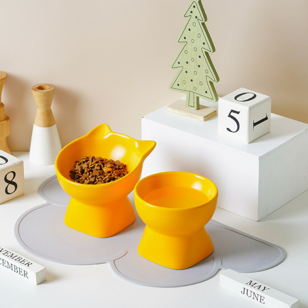 Petifam ペティファーム 猫型フードボウル ハイ オレンジ