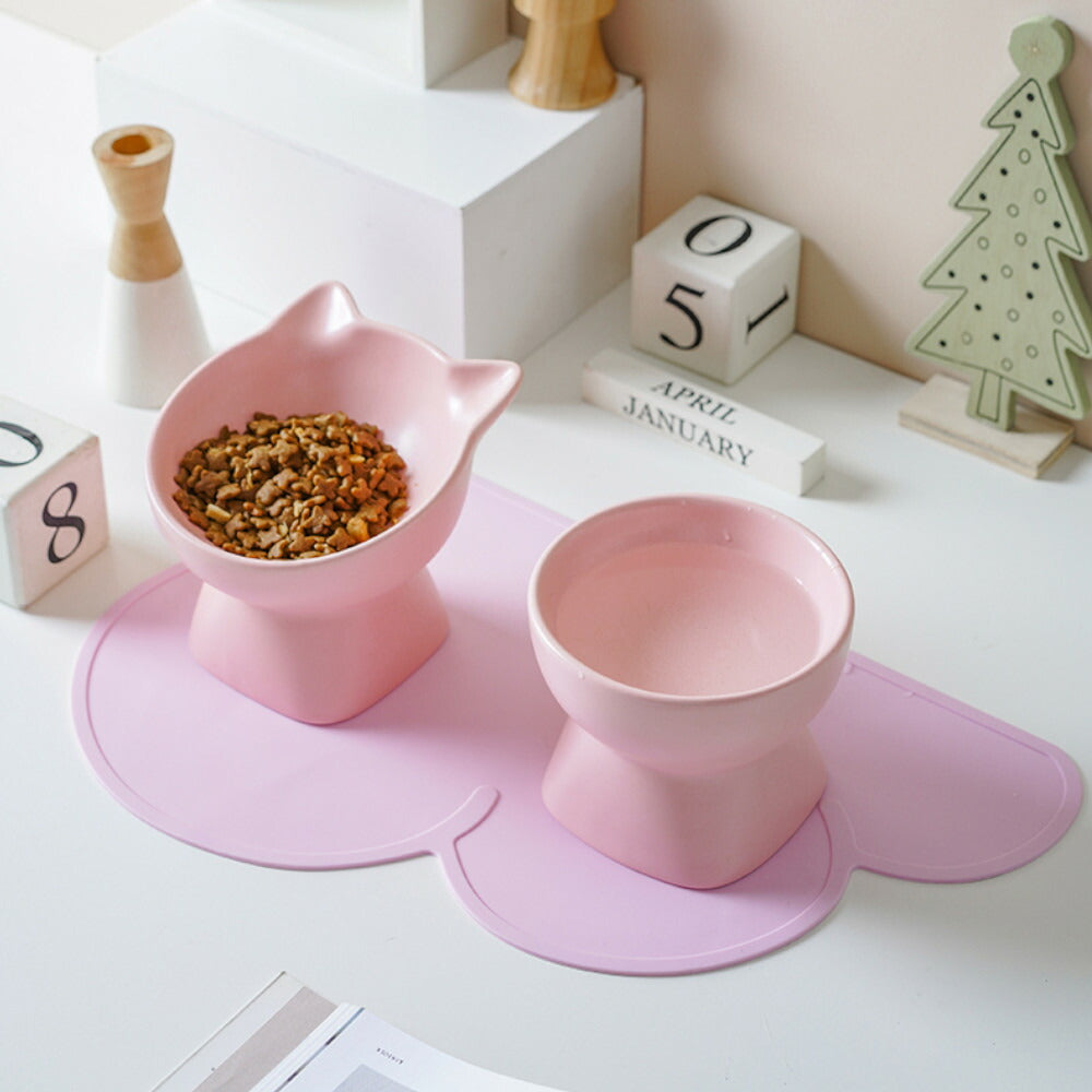 Petifam ペティファーム 猫型フードボウル ハイ ピンク