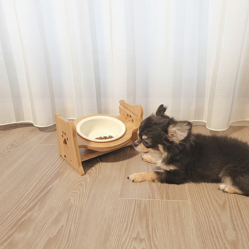 Petifam ペティファーム 陶器製バンブースタンド付きフードボウル ホワイト