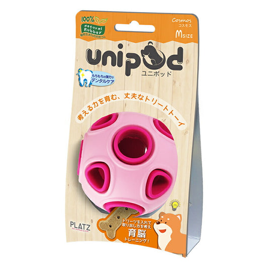 PLATZ ユニポッド unipod コスモス M ピンク 犬 おもちゃ ボール トリーツトイ 知育トイ デンタルトイ ラバー お手入れ簡単