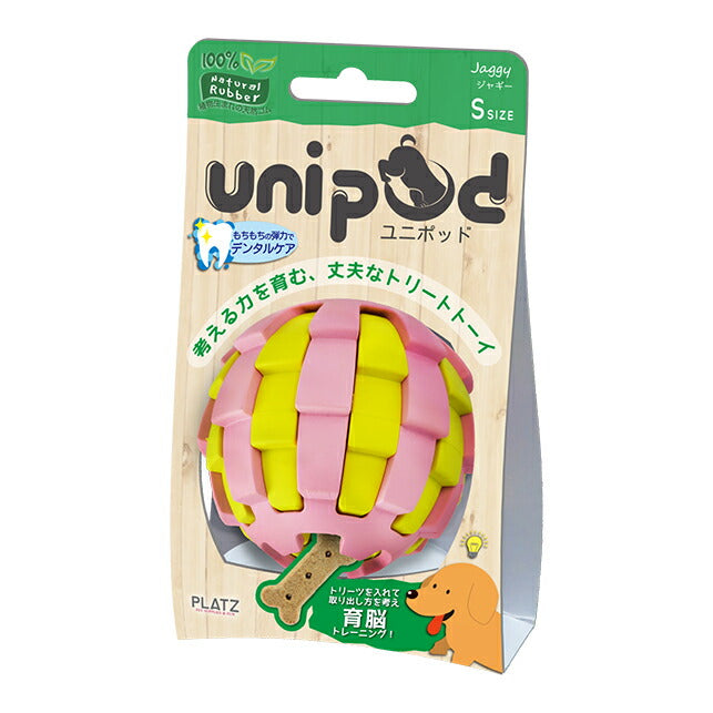 PLATZ ユニポッド unipod ジャギー S ピンク 犬 おもちゃ ボール トリーツトイ 知育トイ デンタルトイ ラバー お手入れ簡単