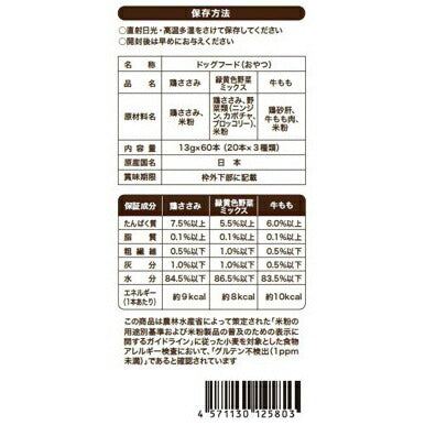いぬぴゅ~れ 無添加ピュア PureValue5 バラエティボックス 60本(20本×3種)/1本あたり13g 犬用おやつ ドッグトリーツ