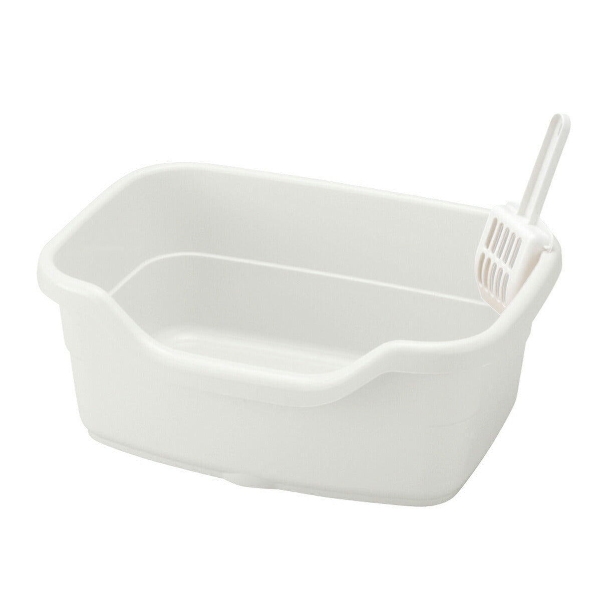 リッチェル Richell ラプレ ネコトイレ 深型40 ホワイト 猫 トイレ本体 カバーなし フルオープン 固まる猫砂用 水洗い可 スコップ付き