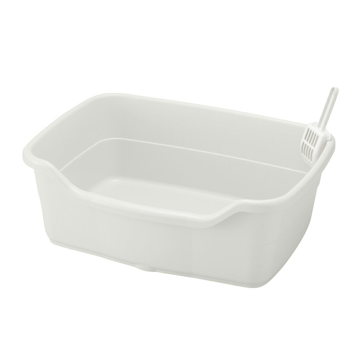 リッチェル Richell ラプレ ネコトイレ 深型60 ホワイト 猫 トイレ本体 カバーなし フルオープン 固まる猫砂用 水洗い可 スコップ付き