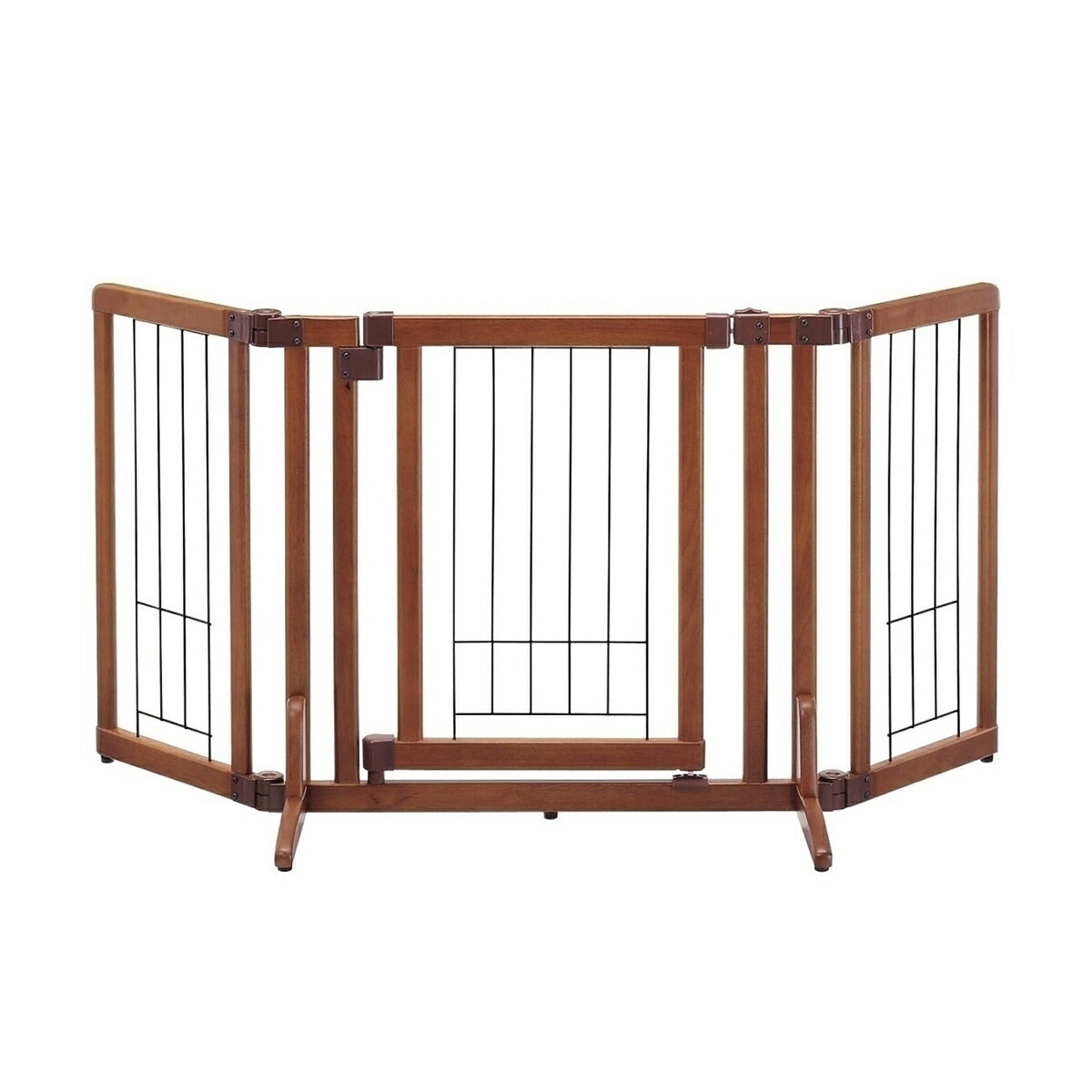 リッチェル Richell ペット用 木製おくだけドア付ゲート S ブラウン 犬 ゲート 柵 屋内 小型犬 折りたたみ 置くだけ 幅調節可 通り抜け防止 脱走防止 ゴム脚付き