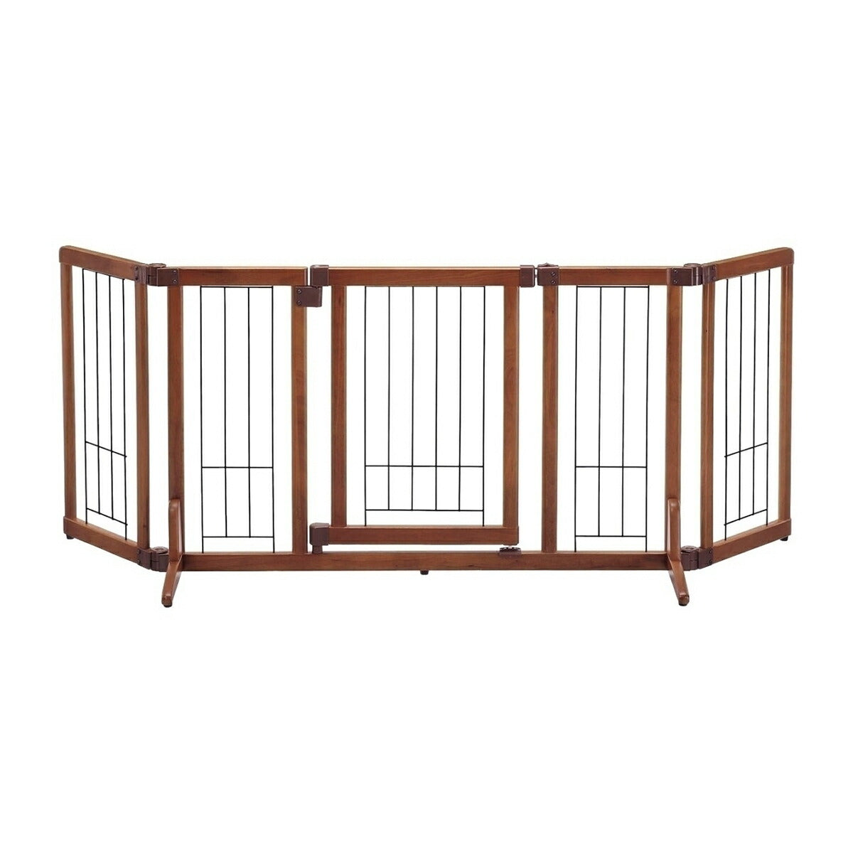 リッチェル Richell ペット用 木製おくだけドア付ゲート M ブラウン 犬 ゲート 柵 屋内 小型犬 折りたたみ 置くだけ 幅調節可 通り抜け防止 脱走防止 ゴム脚付き