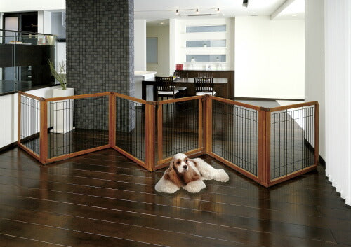 リッチェル Richell ペット用 木製3WAYサークル 6面 90H ブラウン 犬 サークル ゲート 柵 屋内 小型犬 中型犬 大型犬 脱走防止 オートロック 組み立て簡単