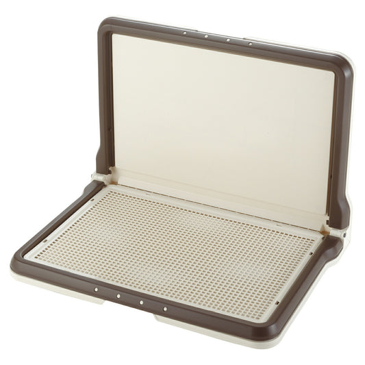 リッチェル Richell しつけ用ステップ L型トレー ワイド ダークブラウン【送料無料】 トイレトレー 犬用トイレ 壁掛け メッシュ