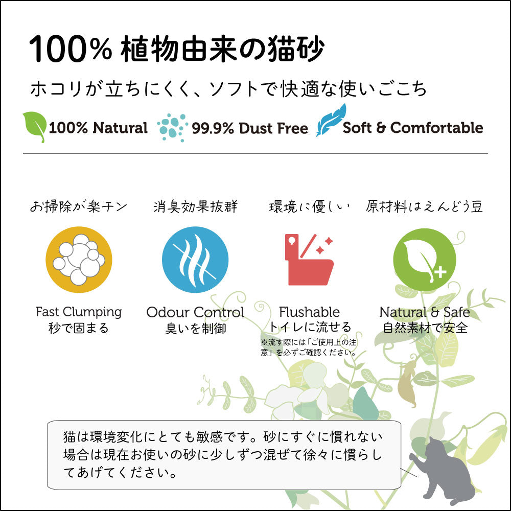 シグネチャー7 キャットリター PEAS グリーンティー(緑茶) 猫砂 4L