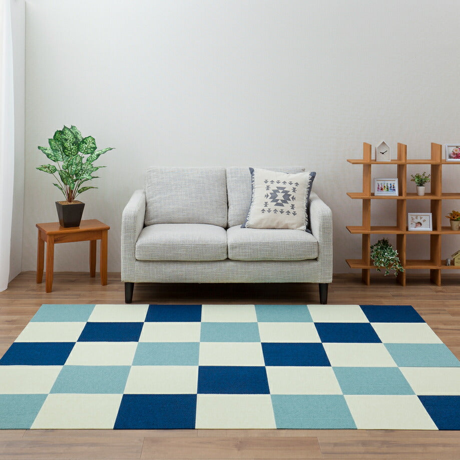 サンコー おくだけ吸着 撥水タイルマット ミントグリーン 8枚 撥水 防臭 洗濯可 タイルマット