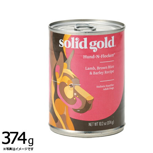 ソリッドゴールド ドッグフード ウェット ラム&大麦缶 374g 犬 成犬用 ウェットフード 缶詰 総合栄養食 人工保存料不使用 人工香料・着色料不使用