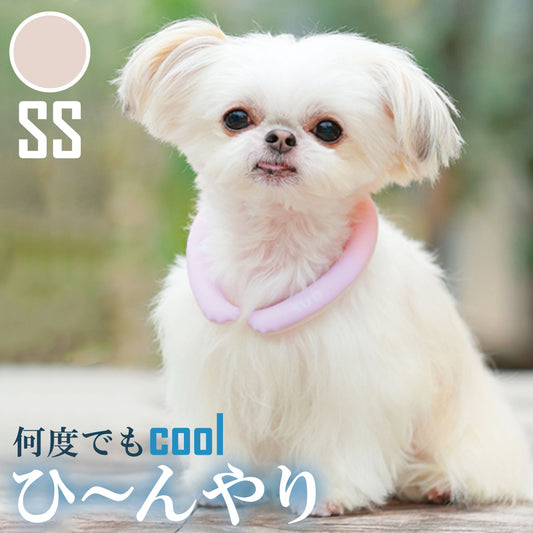 28°ICE 2023SUOリング ボタンなし チェック柄 SS ピーチベージュ クールリング 犬 熱中症対策 猫 ペット 暑さ対策 スオ