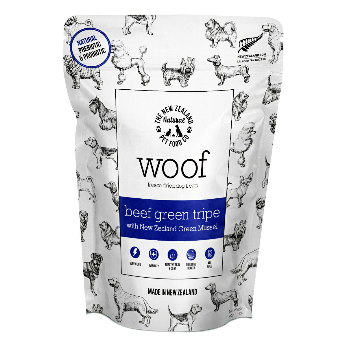 WOOF(ワフ) フリーズドライ ドッグトリーツ ビーフグリーントライプ with 緑イ貝 40g 犬用おやつ 無添加 素材