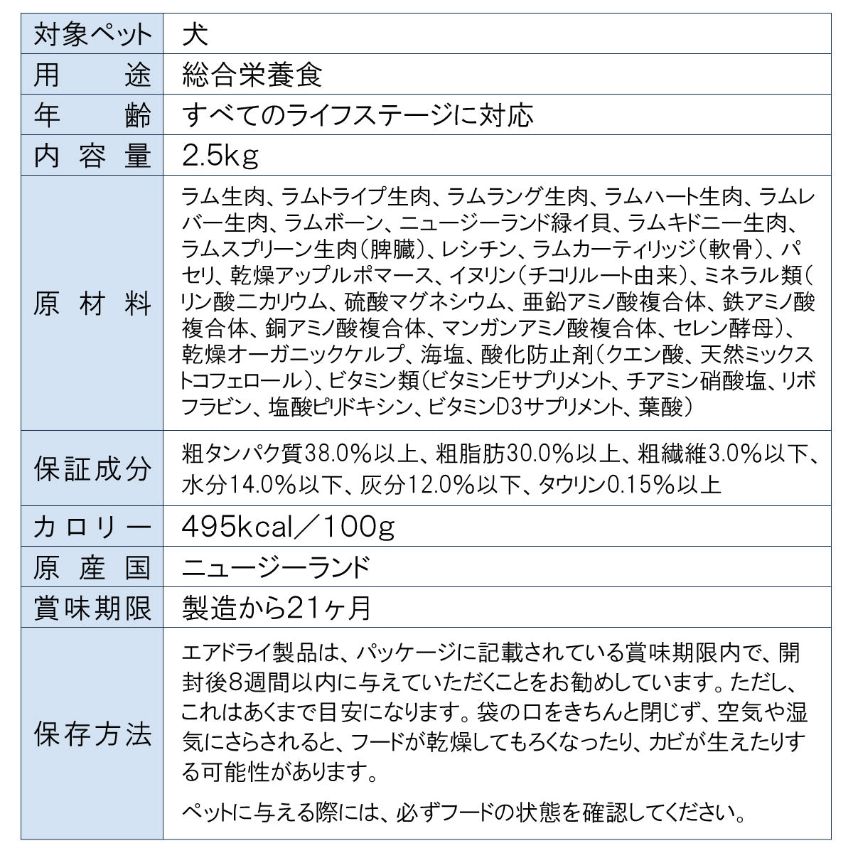 ジウィ ZIWI エアドライ ドッグフード ラム 2.5kg【送料無料】 正規品 無添加 ジウィピーク