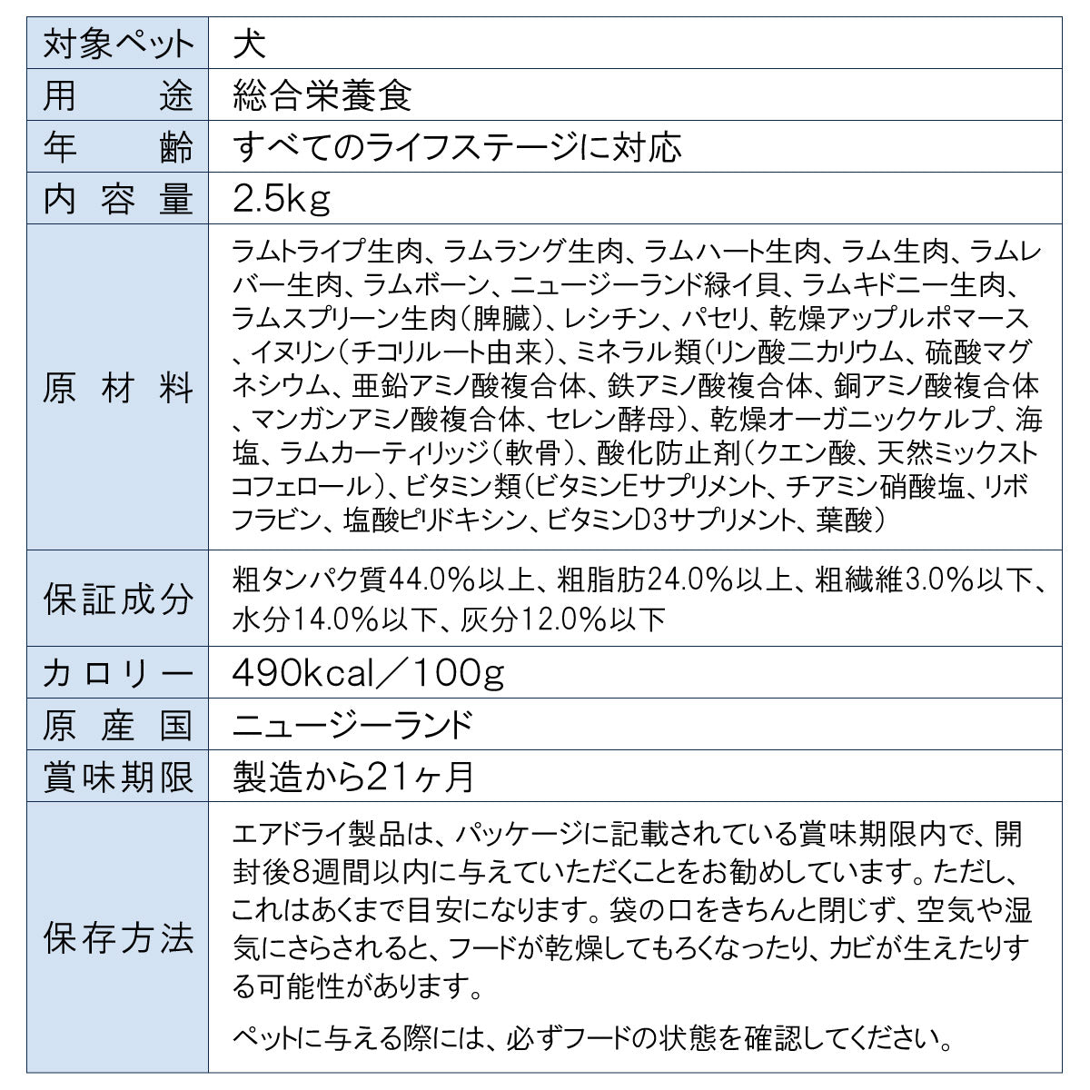 ジウィ ZIWI エアドライ ドッグフード トライプ&ラム 2.5kg【送料無料】 正規品 無添加 ジウィピーク