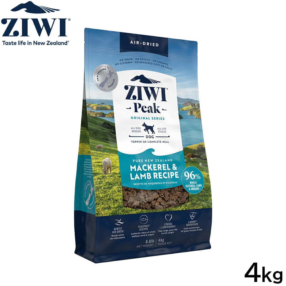 ジウィ ZIWI エアドライ ドッグフード マッカロー＆ラム 4kg【送料無料