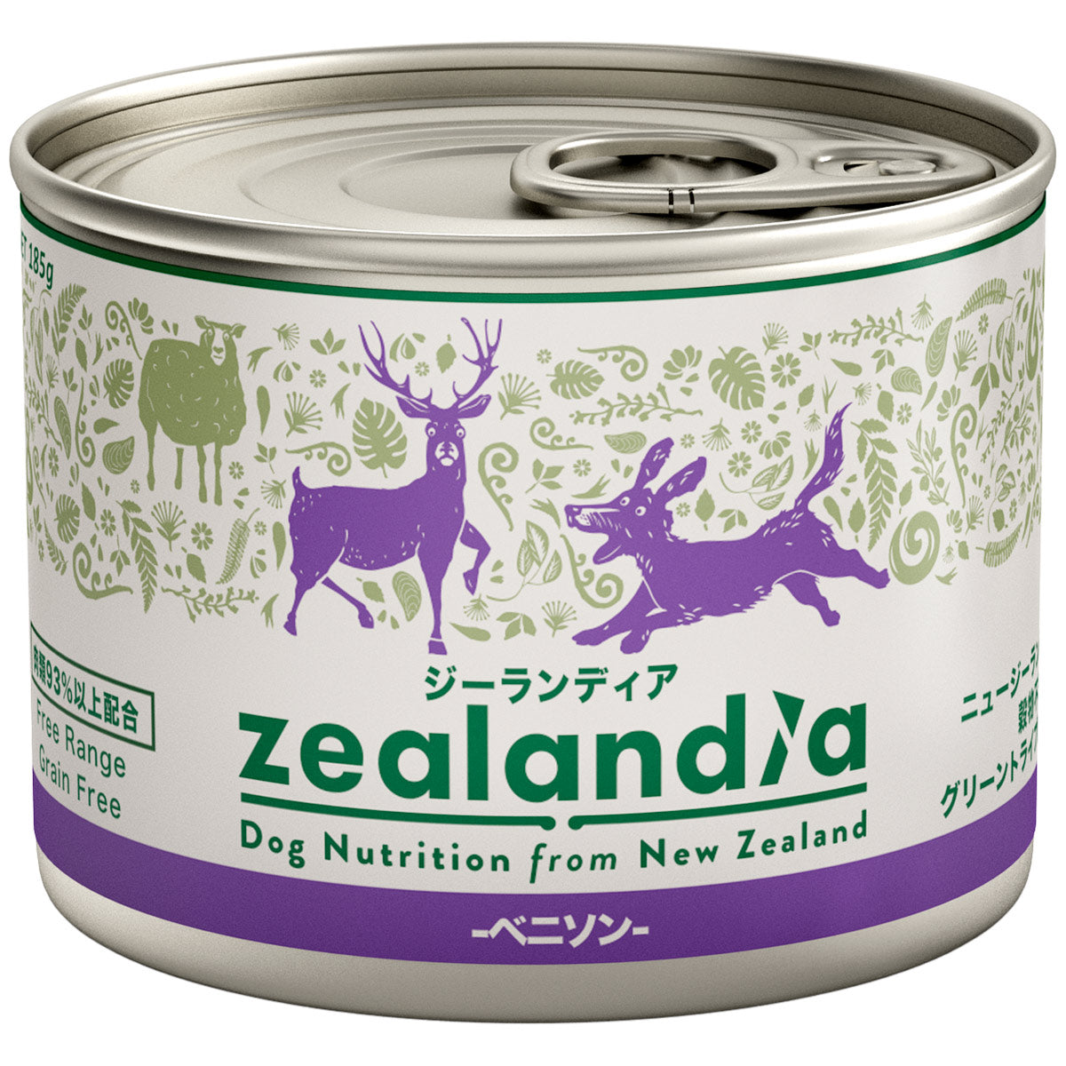 ジーランディア ドッグ ベニソン 185g 犬 ウェットフード 総合栄養食 無添加 グレインフリー グリーントライプ