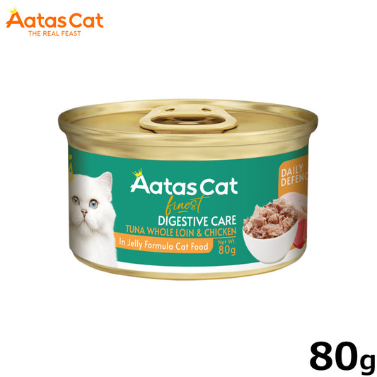 アタス Aatas キャットフード デイリーディフェンス ツナ＆チキン ディジェスティブケア 80g