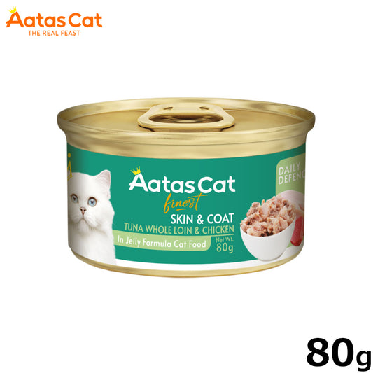 アタス Aatas キャットフード デイリーディフェンス ツナ＆チキン スキン＆コート 80g