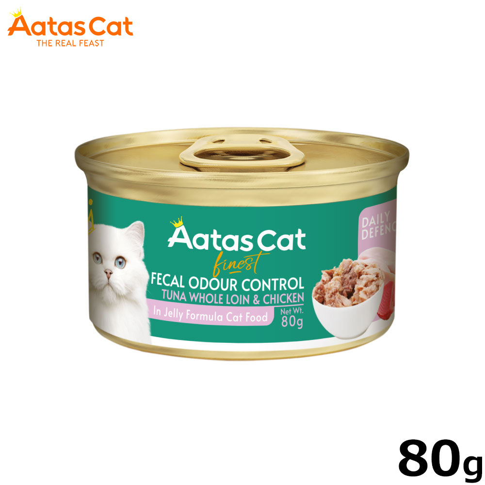 アタス Aatas キャットフード デイリーディフェンス ツナ＆チキン フィーカルオードコントロール 80g