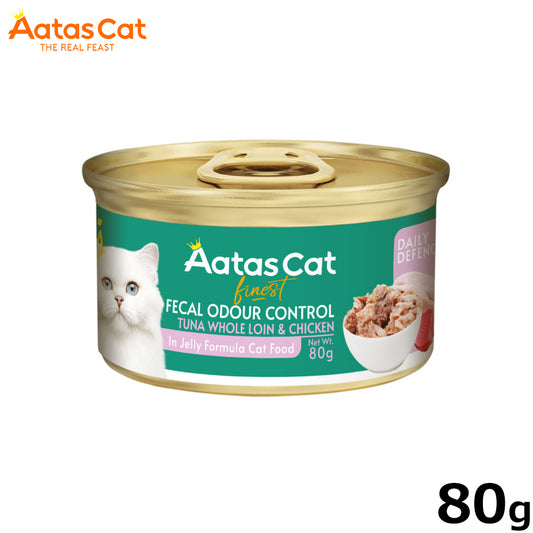 アタス Aatas キャットフード デイリーディフェンス ツナ&チキン フィーカルオードコントロール 80g
