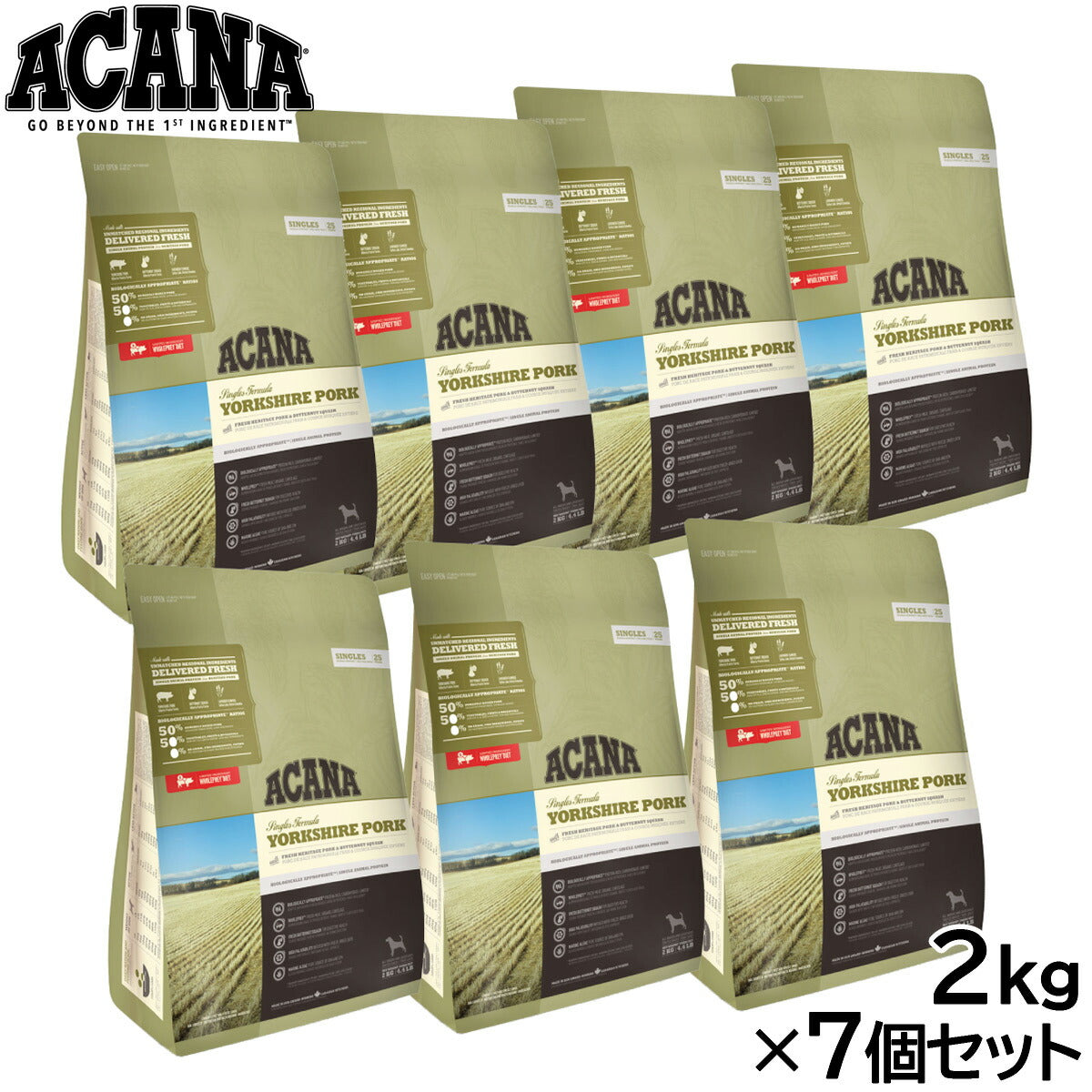 アカナ ACANA ドッグフード シングル ヨークシャーポーク 全犬種 全年齢用 穀物不使用 2kg×7個セット