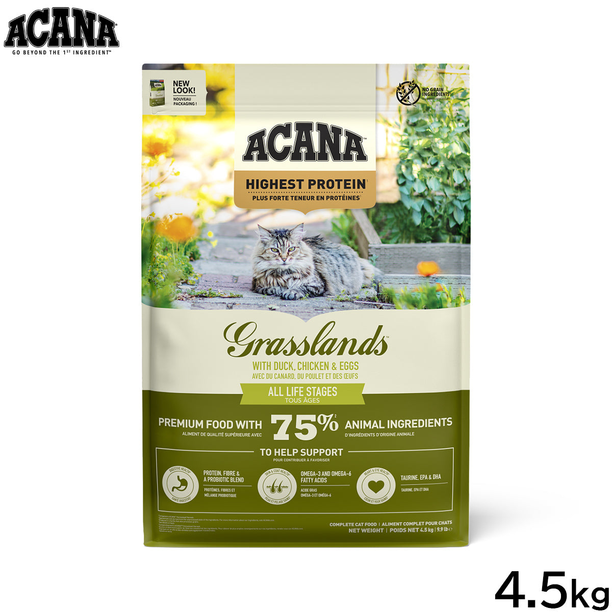 アカナ ACANA キャットフード グラスランドキャット 全猫種 全年齢 穀物不使用 4.5kg【送料無料】 正規品 無添加 グレインフリー