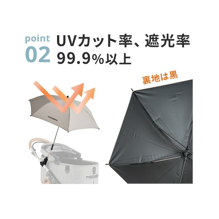 エアバギー フォー ペット AIRBUGGY FOR PET ドームシリーズ用 アタッチメントアンブレラ 晴雨兼用傘 ブラック