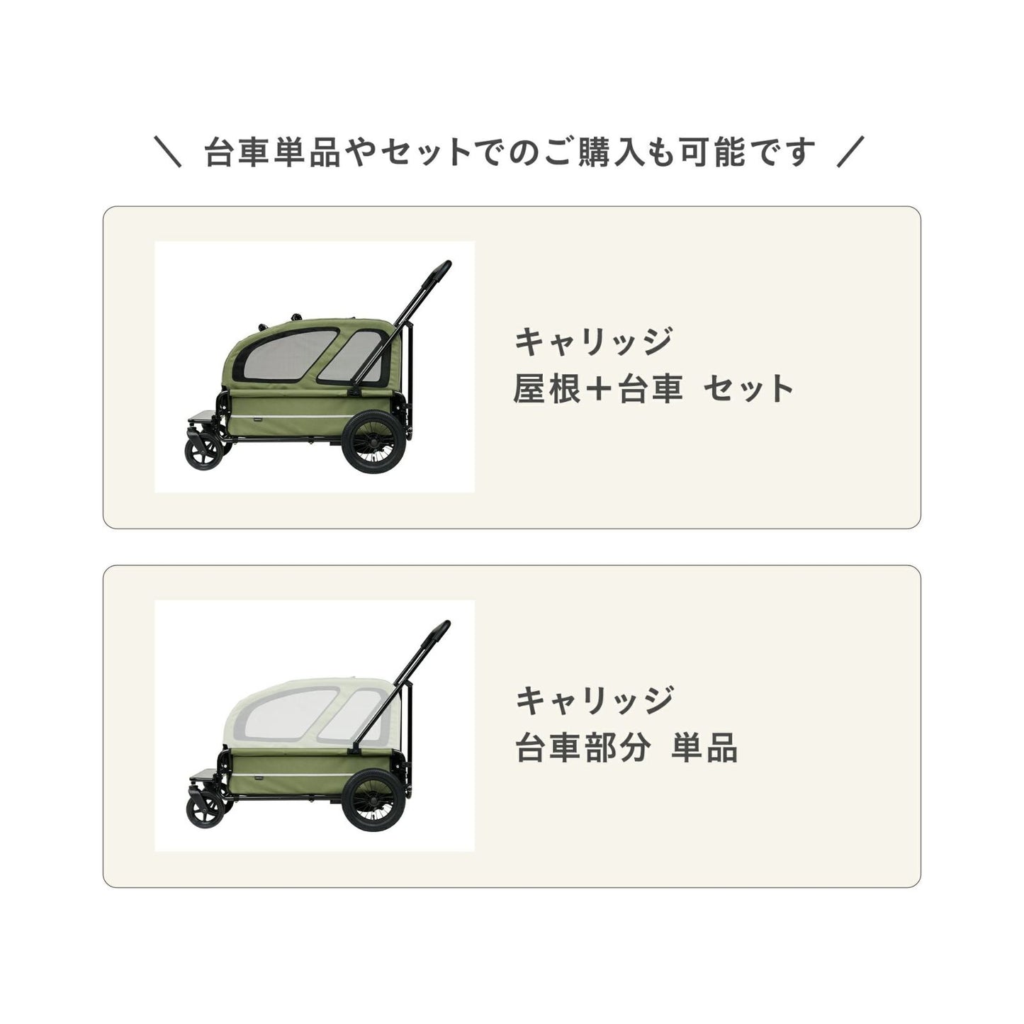エアバギー フォー ペット AIRBUGGY FOR PET ペットカート キューブ キャリッジ（CARRIAGE） ルーフ単品 モスグリーン