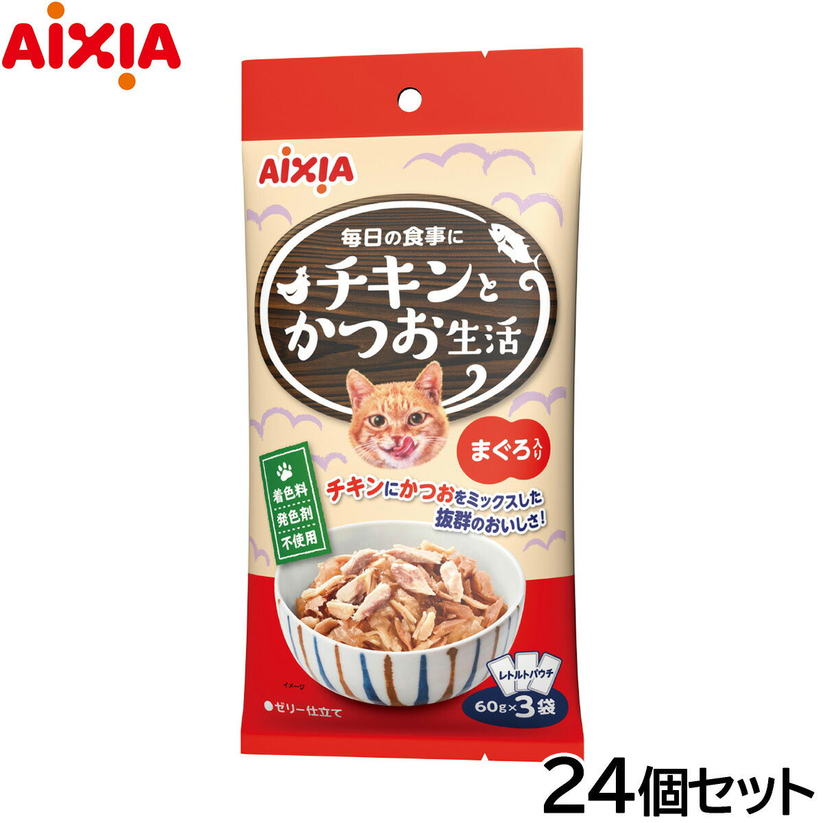 アイシア キャットフード アイシア キャットフード チキンとかつお生活 まぐろ入り 180g×24個セット【送料無料】 猫缶