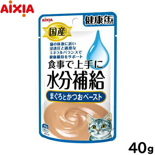 アイシア キャットフード 国産 健康缶パウチ 水分補給 まぐろとかつおペースト 40g 猫缶