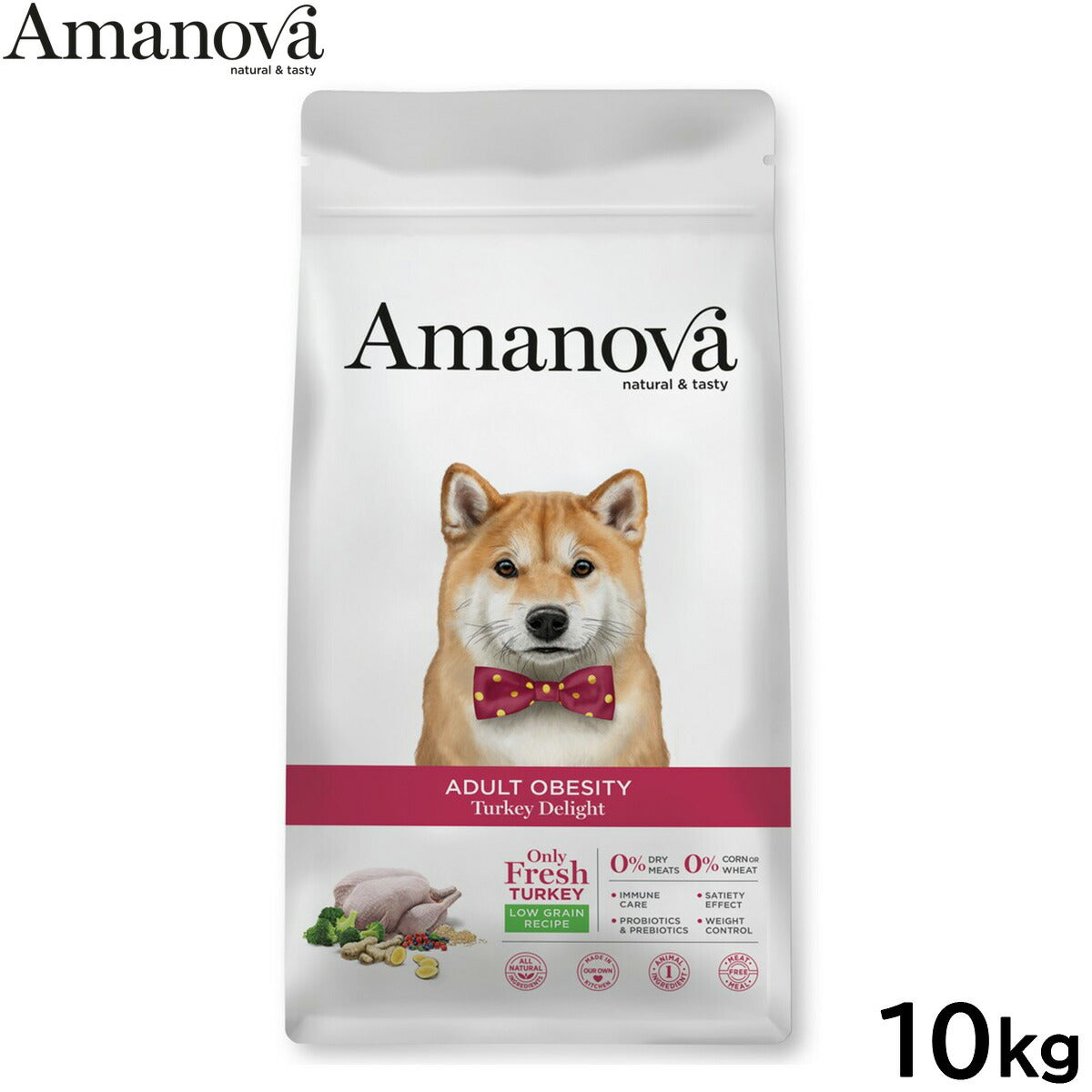 アマノバ Amanova ドッグフード アダルト オウビースィティ ターキー ディライト ドライフード 成犬用 中粒 10kg