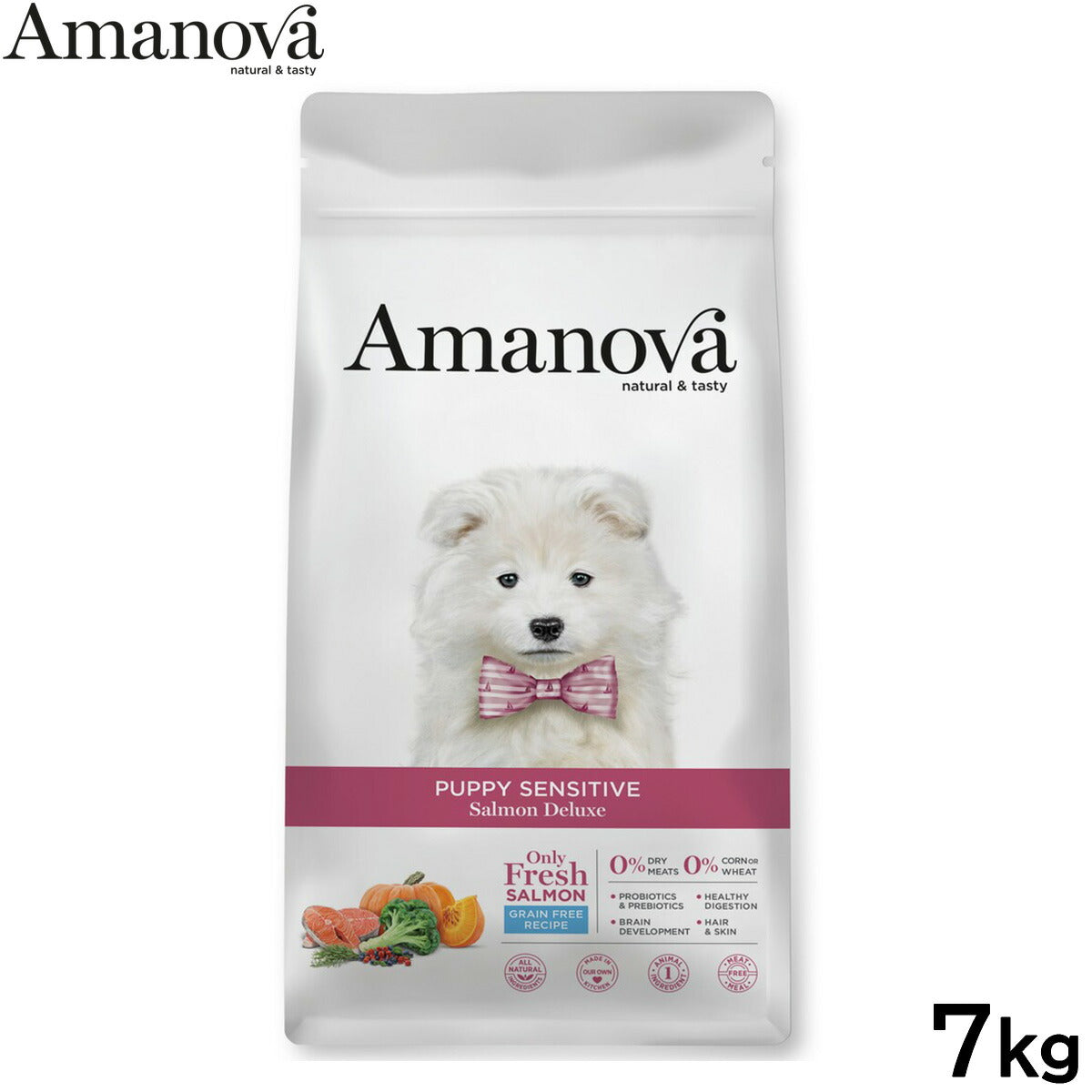 アマノバ Amanova ドッグフード パピー センシティブ サーモン デラックス ドライフード 子犬用 小粒 7kg
