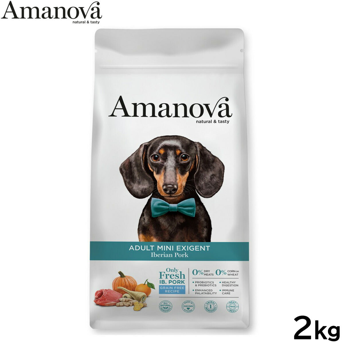 アマノバ Amanova ドッグフード アダルト ミニ エクシジェント イベリアン ポーク ドライフード 成犬用 小粒 2kg