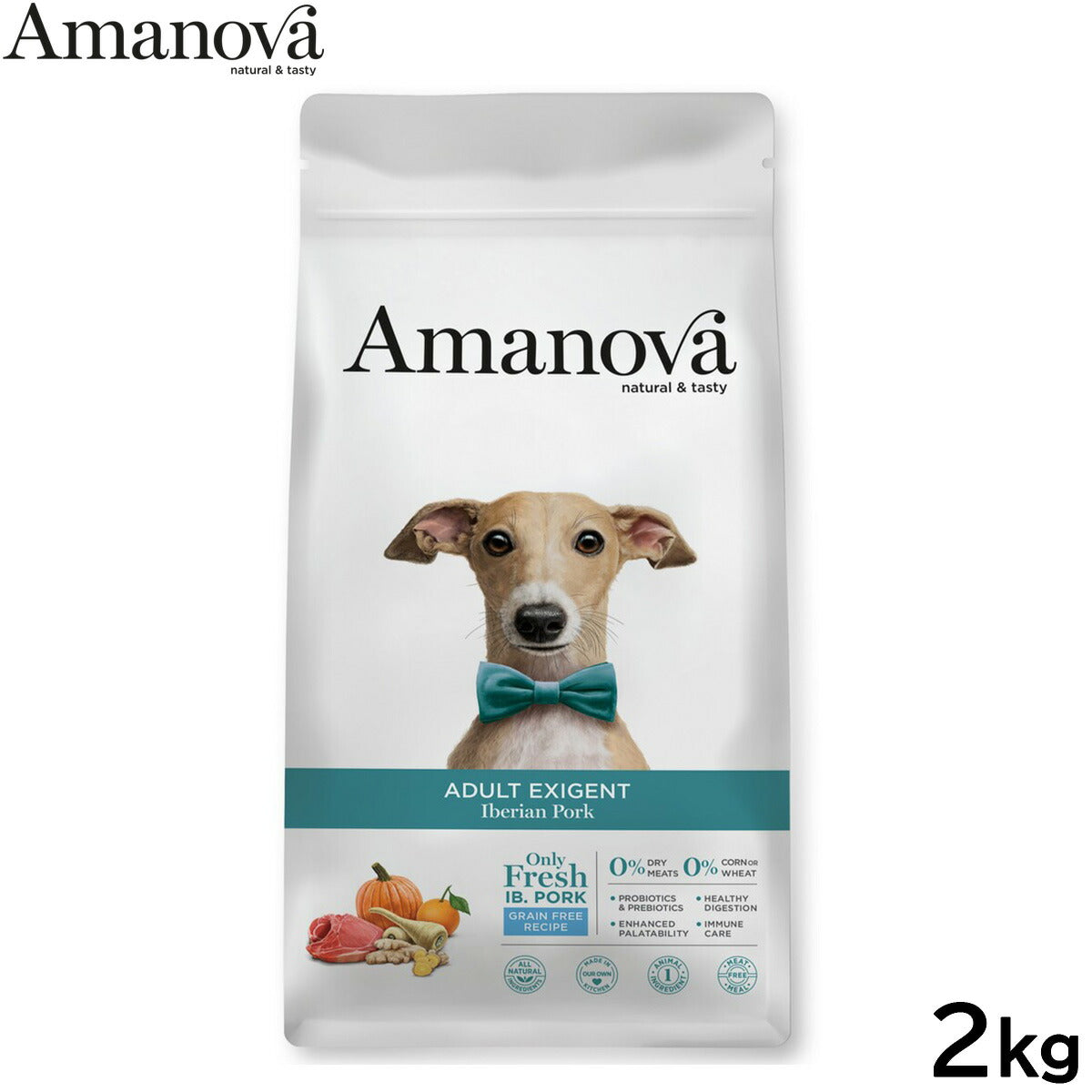 アマノバ Amanova ドッグフード アダルト エクシジェント イベリアン ポーク ドライフード 成犬用 中粒 2kg