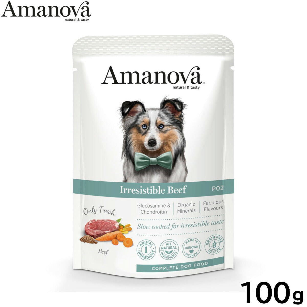 アマノバ Amanova ドッグフード パウチ アダルト イレジスタブル ビーフ ウェットフード 成犬用 100g