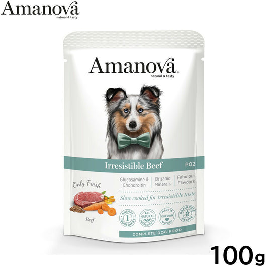 アマノバ Amanova ドッグフード パウチ アダルト イレジスタブル ビーフ ウェットフード 成犬用 100g