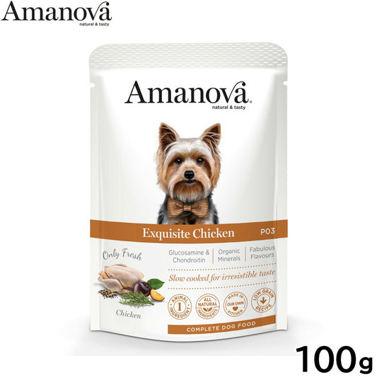アマノバ Amanova ドッグフード パウチ アダルト エクスクイジット チキン ウェットフード 成犬用 100g