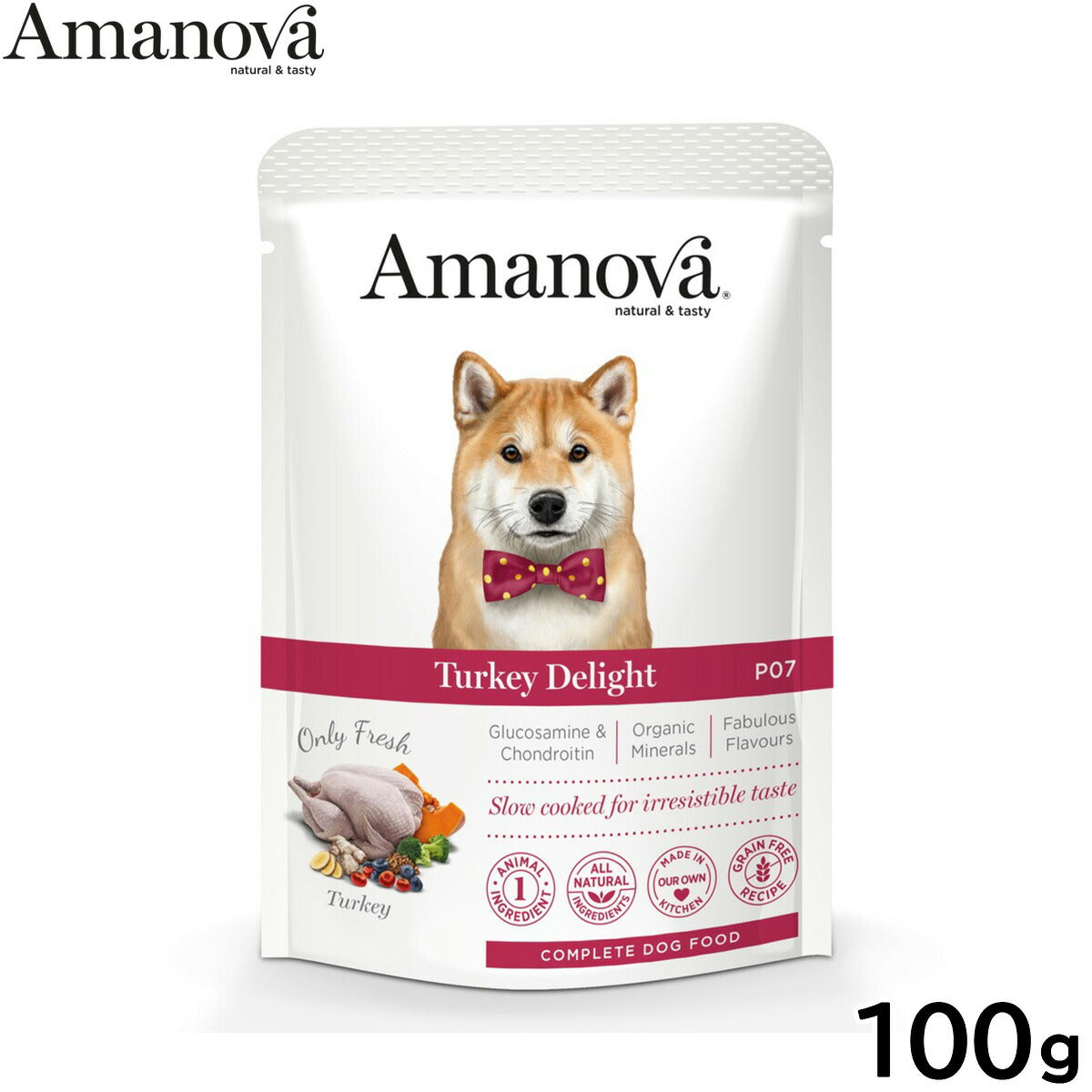 アマノバ Amanova ドッグフード パウチ アダルト ターキー デライト ウェットフード 成犬用 100g