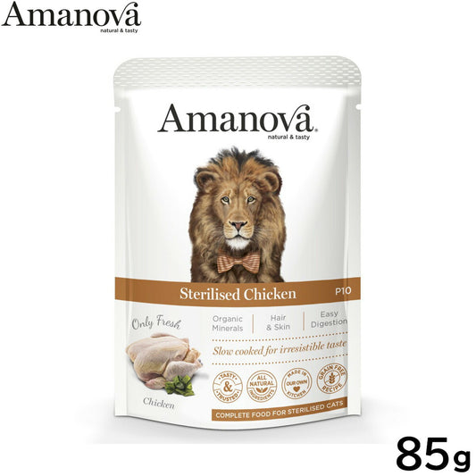 アマノバ Amanova キャットフード パウチ ステアライズド チキン ウェットフード 避妊・去勢猫用 85g