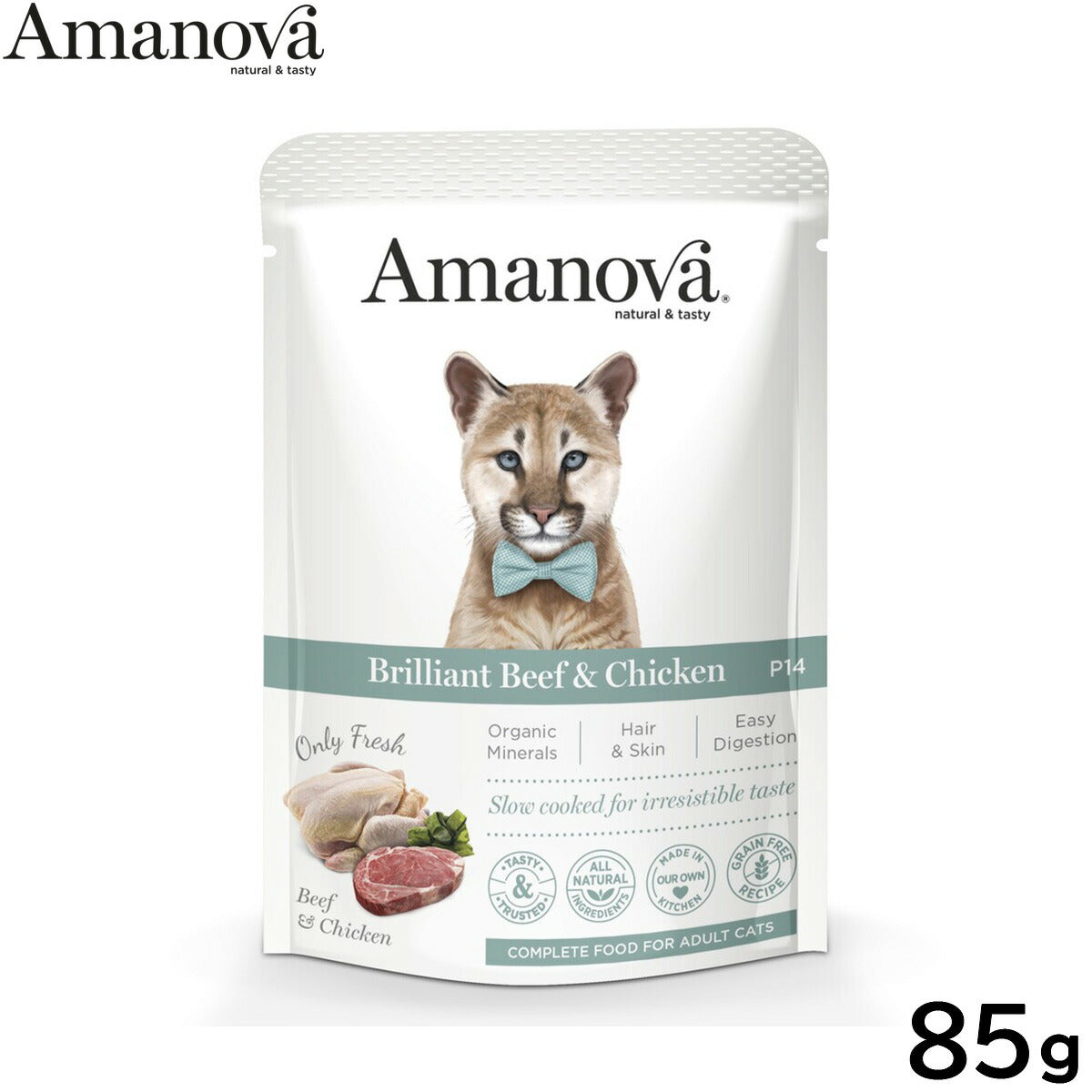 アマノバ Amanova キャットフード パウチ ブリリアント ビーフ アンド チキン ウェットフード 全年齢用 85g