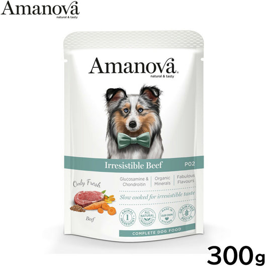 アマノバ Amanova ドッグフード パウチ アダルト イレジスタブル ビーフ ウェットフード 成犬用 300g